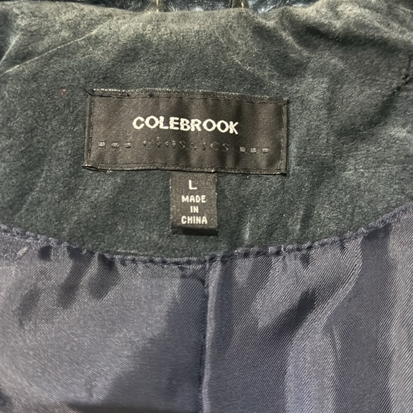 Blue Patchwork Leather Jacket, Hand-Painted w/Skulls (L) - Picture 6 of 7